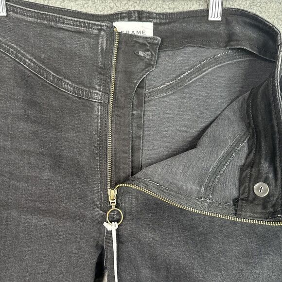 Frame The Zip Up Jean Women Size 29 Lunar Black Crop Stretch High Rise NWT - Picture 10 of 14